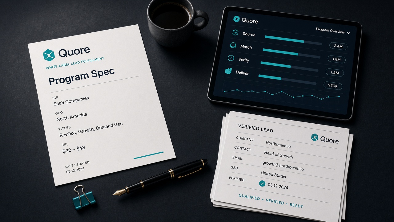 B2B program spec desk: ICP, CPL, and Source Match Verify Deliver workflow